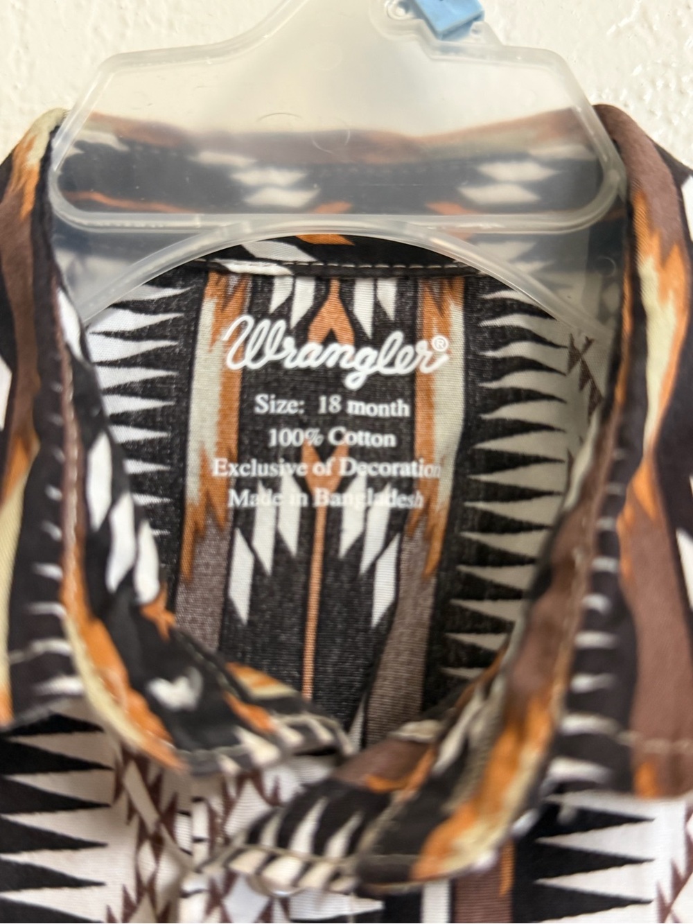 Wrangler Black White & Brown Aztec Short Sleeve Button-Up Shirt - Picture 3 of 3